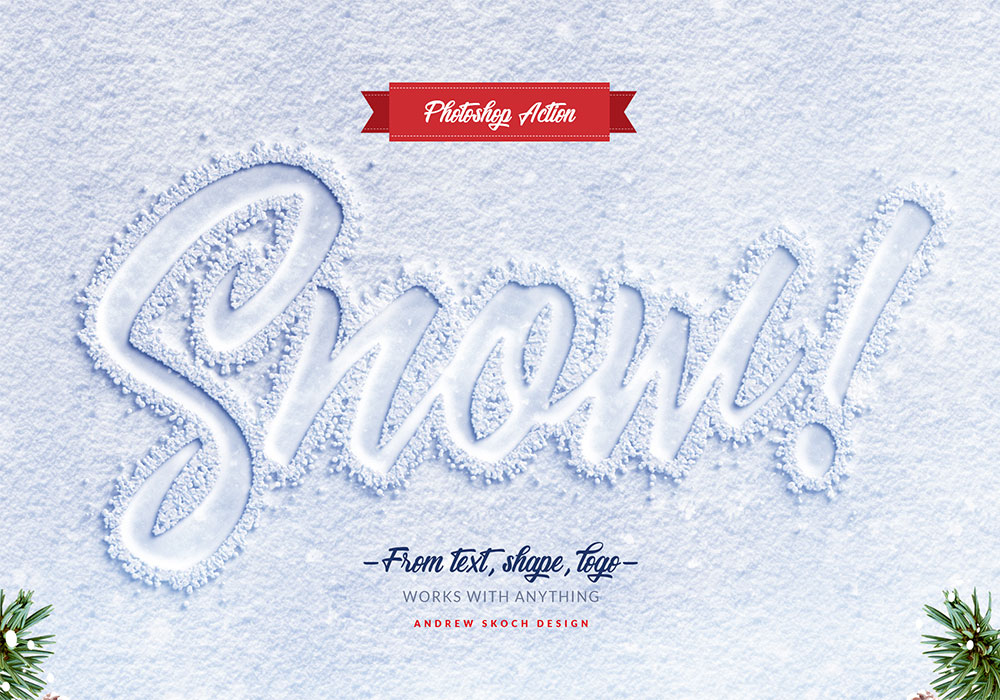 雪地刻字效果photoshop动作snow Lettering 秀库网